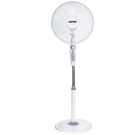 Ventilatore Oscillante a piantana con Timer e base tonda stabile Zephir PBA41TM, 45W, 3 velocità, Altezza 130 cm, Bianco