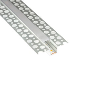Lampo PRKITTLN Profilo Alluminio Incasso in cartongesso per strisce LED, 2 Metri, Schermo opalino, Accessori inclusi