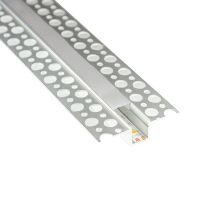 Lampo PRKITTLN Profilo Alluminio Incasso in cartongesso per strisce LED, 2 Metri, Schermo opalino, Accessori inclusi
