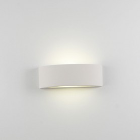 Isyluce 614 Lampada da parete in ceramica tinteggiabile, Bianco, Forma ad arco, Doppio diffusore in vetro temperato, 1 E27, IP20