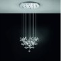 Sospensione Eglo Pianopoli 93662 con 15 fiori in cristallo pendenti, Cromo Lucido, Sistema LED 37,5W, 4050 Lumen, Luce calda