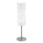 Lampada da tavolo Eglo Amadora 90051 con diffusore in vetro bianco decorato, Base Cromo satinato, 1 E27, Alta 46 cm, Moderna