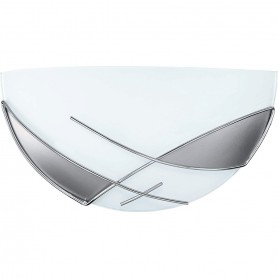 Lampada da parete Eglo Raya 89759 con diffusore in vetro bianco, Struttura Cromo satinato, 1 E27, Moderna