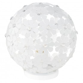 Lampada da comodino Eglo Hanifa 92286 in metallo bianco decorato con fiori impreziositi da cristalli trasparenti, 1 E27, IP20