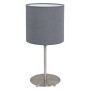 Lampada da comodino Eglo Pasteri 95728 con paralume grigio, Struttura in metallo cromo satinato, 1 E14, Alto 28 cm, IP20