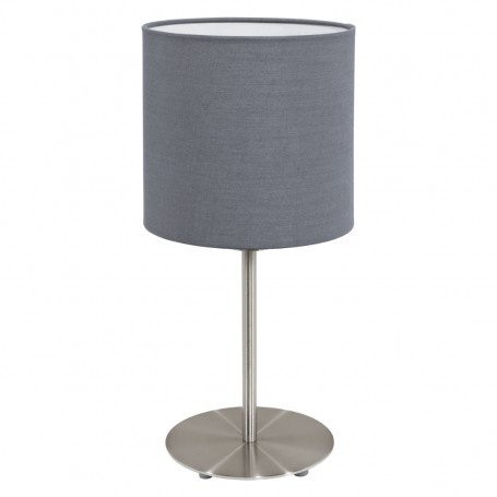 Lampada da comodino Eglo Pasteri 95728 con paralume grigio, Struttura in metallo cromo satinato, 1 E14, Alto 28 cm, IP20