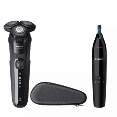 Philips S5588/26 Kit Rasoio Ricaricabile Wet&Dry Serie 5000 e Rifinitore per peli naso, orecchie e sopracciglia a batterie