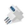 Scame 144.455 Adattatore triplo con Spina da 10A e 3 Prese 10A, Bianco, Salvaspazio, Tecnopolimero, IMQ, MADE IN ITALY