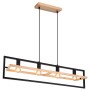 Sospensione Globo Lighting Erica 15575-4H con struttura in metallo Nero e legno, 4 E27, Ideale per snack e tavoli, Moderna