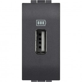 Bticino L4285C1 Living International Caricatore USB tipo A, Alimentazione 110-220V, 5V DC, 1 Modulo, MADE IN ITALY
