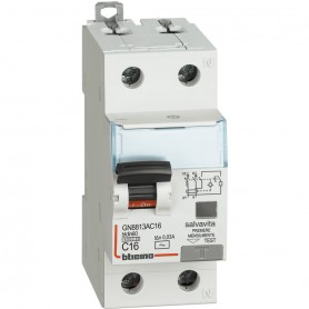 Bticino GN8813AC16 Interruttore magnetotermico differenziale 16A, 2 Moduli DIN, 1 Polo+N, 6 kA, IP20, MADE IN ITALY