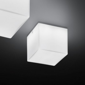 Panzeri Kubik A07001.011.0000 Lampada da soffitto o parete in vetro di Murano Soffiato Bianco, 1 E14, MADE IN ITALY