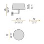 Panzeri Classic A02420.001.0000 Lampada da parete con paralume Bianco, Braccio Orientabile Ottone lucido, 1 E27, MADE IN ITALY