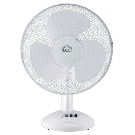 DCG VE9040 Ventilatore da tavolo 40 cm, Bianco, 3 velocità, 40W, Oscillazione laterale, Inclinabile verticalmente