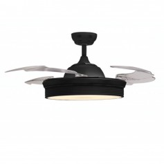 Zephir ZFL4106N Ventilatore a soffitto con 4 pale a scomparsa trasparenti, Luce LED 36W, Telecomando e Timer, Reversibile, Nero