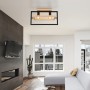 Globo Erica 15575-2D Lampada da soffitto con struttura in metallo nero e legno chiaro, 2 E27, Moderna e luminosa