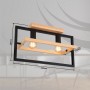 Globo Erica 15575-2D Lampada da soffitto con struttura in metallo nero e legno chiaro, 2 E27, Moderna e luminosa