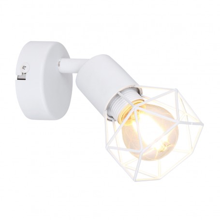 Globo Xara 54802W-1 Faretto da parete con diffusore a gabbia, Bianco, Orientabile, 1 E14, Struttura in metallo, Moderno