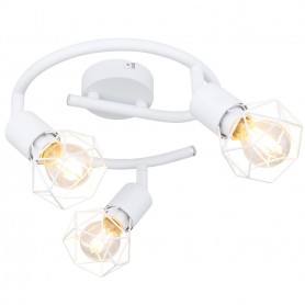 Globo Xara 54802W-3 Lampada da soffitto con diffusore a gabbia, Bianco, Orientabili, 3 E14, Struttura in metallo, Moderno