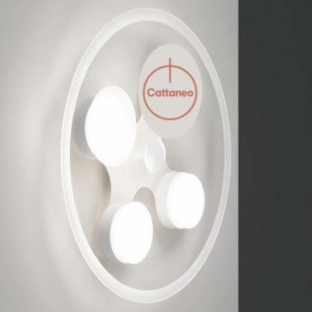 Cattaneo Summer 901/50PA Lampada da Soffitto Bianca con diffusore tondo in vetro, 3 GX53, Struttura in metallo, MADE IN ITALY