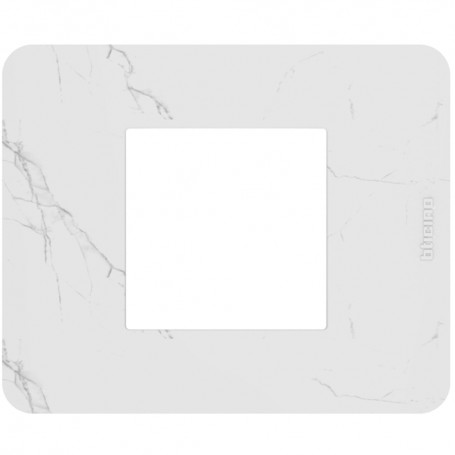 Placca Carrara Bticino Matix Go JA4802EM, 2 Moduli, Tecnopolimero, MADE IN ITALY