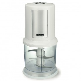 Zephir ZHC4606 Tritatutto con lama 4 punte in Acciaio Inox, 400W, Contenitore in plastica da 0.6L, Bianco e silver