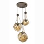 Globo Tiko 15859-3H Sospensione Rustica 3 Sfere con vetro ambra, 3 E27, Corde in canapa marrone, Struttura in metallo marrone