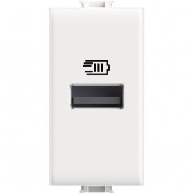 Bticino Matix AM4191A Caricatore USB Tipo A 5V DC, Ricarica dispositivi fino a 15W, Bianco, 1 Modulo, Alimentazione 100-240V