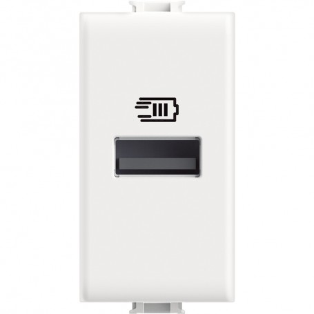 Bticino Matix AM4191A Caricatore USB Tipo A 5V DC, Ricarica dispositivi fino a 15W, Bianco, 1 Modulo, Alimentazione 100-240V