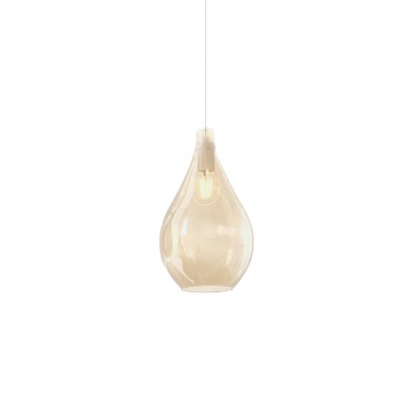 Top Light Drop 2.0 1193BI/SG-AM Sospensione Goccia Ambra, 1 E27, Rosone Bianco, Diametro 26 cm