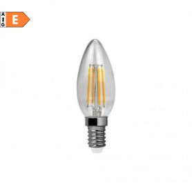 Lampo FLOLE14BN Lampada LED 4W E14 Vintage Trasparente, Luce Naturale, 4000K, Resa 40W, 470 Lumen, Oliva, Apertura 300 Gradi