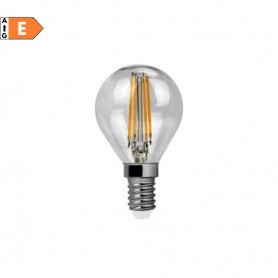 Lampo FLSFE14BC Lampada LED 4W E14 Vintage Trasparente, Luce Calda, 3000K, Resa 40W, 470 Lumen, Sfera, Apertura 300 Gradi