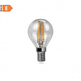 Lampo FLSFE14BN Lampada LED 4W E14 Vintage Trasparente, Luce Naturale, 4000K, Resa 40W, 470 Lumen, Sfera, Apertura 300 Gradi