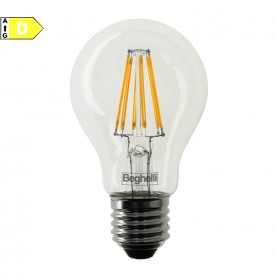 Beghelli Zafiro 56402 Lampada LED 7W E27 Vintage Trasparente, Luce Calda, 2700K, Resa 70W, 1000 Lumen, Goccia, Luce a 360 Gradi