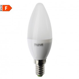 Beghelli Elplast 56825 Lampada LED 5W E14, Luce Calda, 3000K, Resa 40W, 470 Lumen, Oliva, Apertura luce 240 Gradi