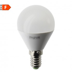 Beghelli Elplast 56824 Lampada LED 5W E14, Luce Calda, 3000K, Resa 40W, 470 Lumen, Sfera, Apertura luce 240 Gradi