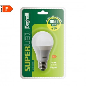 Beghelli 56911BL Lampada LED E27 11W Luce naturale, 4000K, 1055 Lumen, Goccia, Apertura luce 160 Gradi