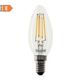 Beghelli Zafiro 56419 Lampada LED 6W E14 Trasparente, Luce Naturale, 4000K, Resa 810 Lumen, Oliva, Apertura luce 360 Gradi