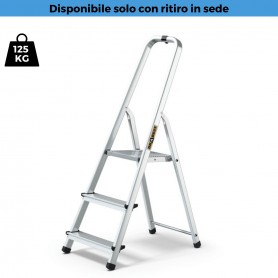 Scaletto 3 Gradini in Alluminio Drabest ADL125-3, 125 Kg, 121 cm, Salvaspazio, MADE IN UE