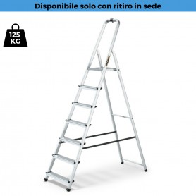 Scaletto 7 Gradini in Alluminio Drabest ADL125-7, 125 Kg, 215 cm, Salvaspazio, MADE IN UE