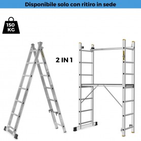 Scaletto 7 Gradini in Alluminio Drabest ALD125-7, 125 Kg, 215 cm, Salvaspazio, MADE IN UE