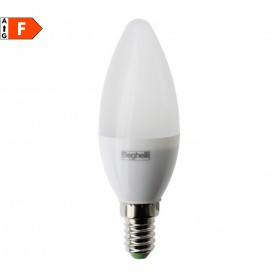 Beghelli 56980 Lampada LED E14 5W Luce calda, 450 Lumen, Resa 40W, 3000K, Oliva, Apertura luce 160 Gradi