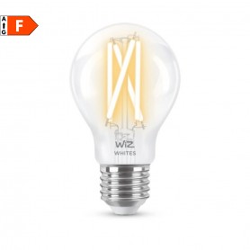 Philips Signify Wiz Connected Lampadina WiFi Smart E27 7W Trasparente, Dimmerabile, Luce Calda-Bianca, 806 Lumen, App