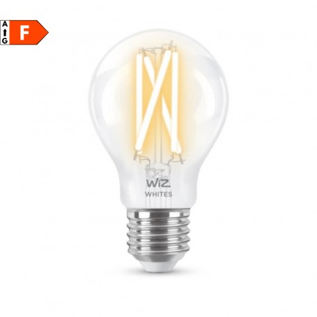 Philips Signify Wiz Connected Lampadina WiFi Smart E27 7W Trasparente, Dimmerabile, Luce Calda-Bianca, 806 Lumen, App