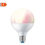 Philips Signify Wiz Connected Lampadina WiFi Smart E27 11W RGB Globo 16 Milioni di colori e Luce Calda-Bianca, 1055 Lumen, App