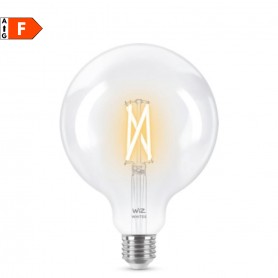 Philips Signify Wiz Connected Lampadina WiFi Smart E27 7W Globo Trasparente, Luce Calda-Bianca, Dimmerabile, 806 Lumen