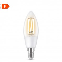 Philips Signify Wiz Connected Lampadina WiFi Smart E14 5W Trasparente, Luce Calda-Bianca, 470 Lumen, Dimmerabile, App