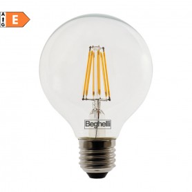 Beghelli Zafiro 56185 Lampada LED Globo 12W E27 Luce naturale, Resa 100W, Trasparente, 1600 Lumen, Apertura luce 360 Gradi