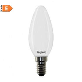 Beghelli 56532 Lampada LED Tutto Vetro 5W E14 Luce calda, Resa 50W, 600 Lumen, 3000K, Oliva