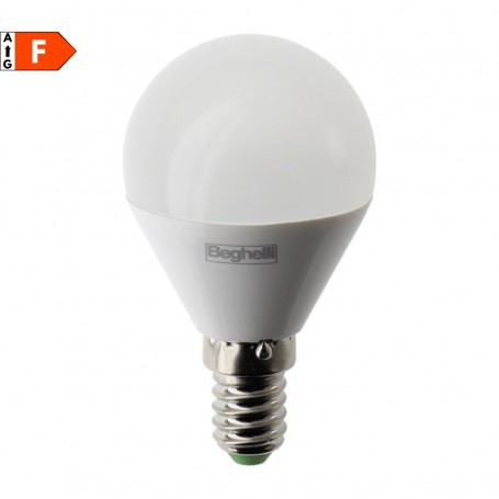 Beghelli 56870 Lampada LED E14 7W Luce calda, Resa 50W, 700 Lumen, 3000K, Sfera, Apertura luce 200 Gradi